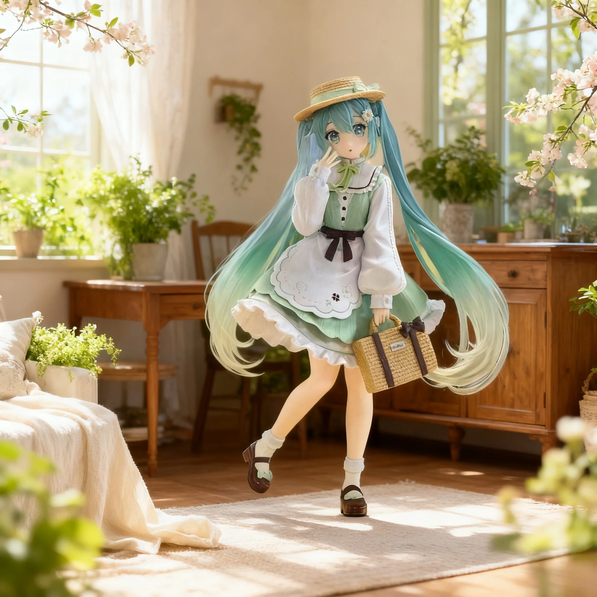 New Hatsune Miku Pastoral Hand made Scenery Model Home Decoration Animation anime Beautiful Girl Table Decoration Collection Gif
