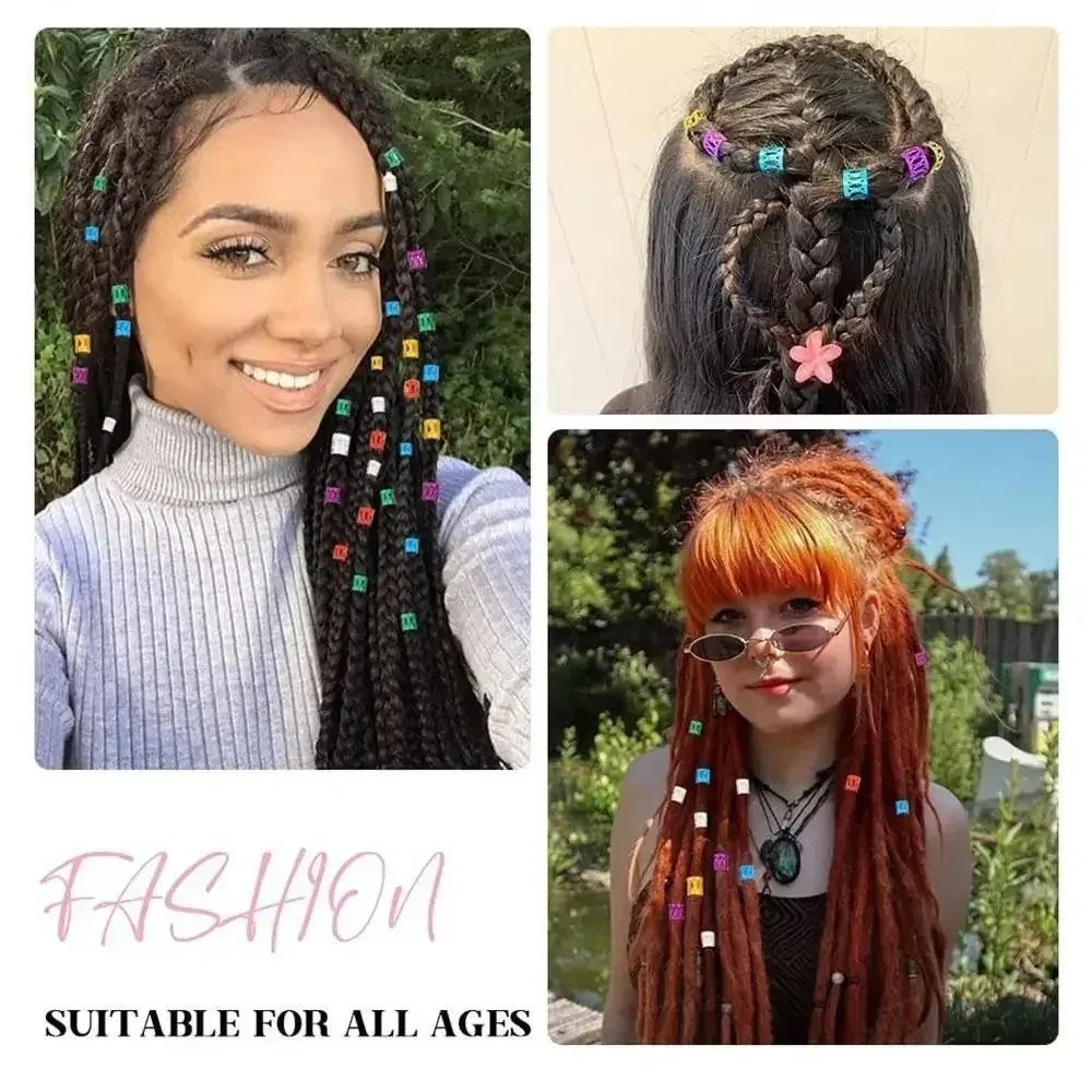 100PCS Colorful Hair Jewelry Rings Aluminum Multicolor Braid Decoration Rings Flexible Opening Steel Ring Inserts