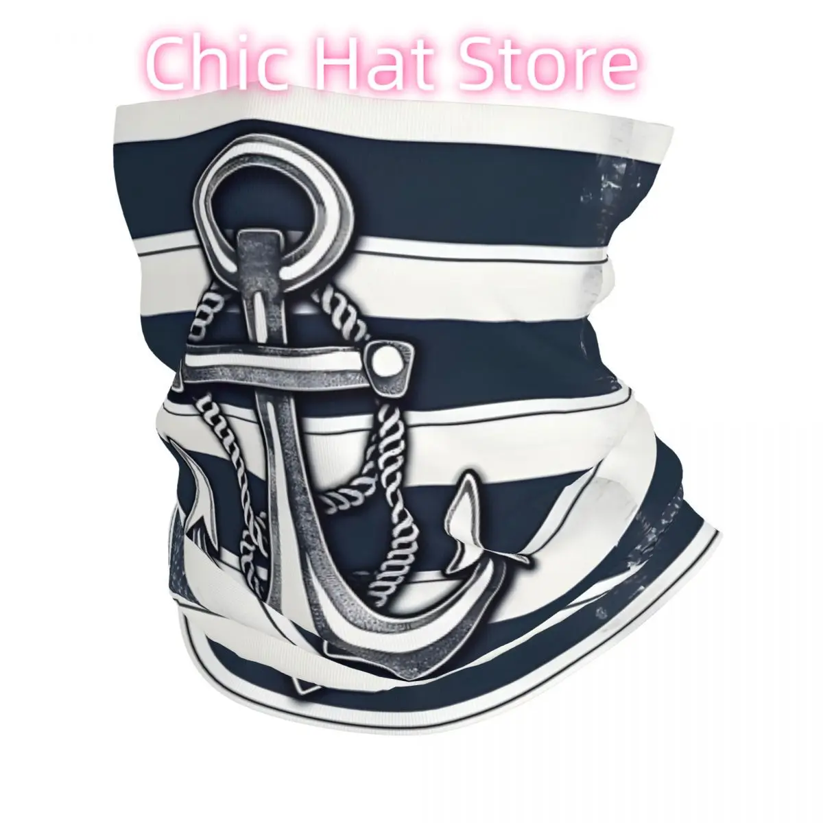 

Темно-синий стиль с рисунком якоря и полосками, бандана на шею, белый шарф, универсальный головной убор для рыбалки, унисекс, для взрослых, зима