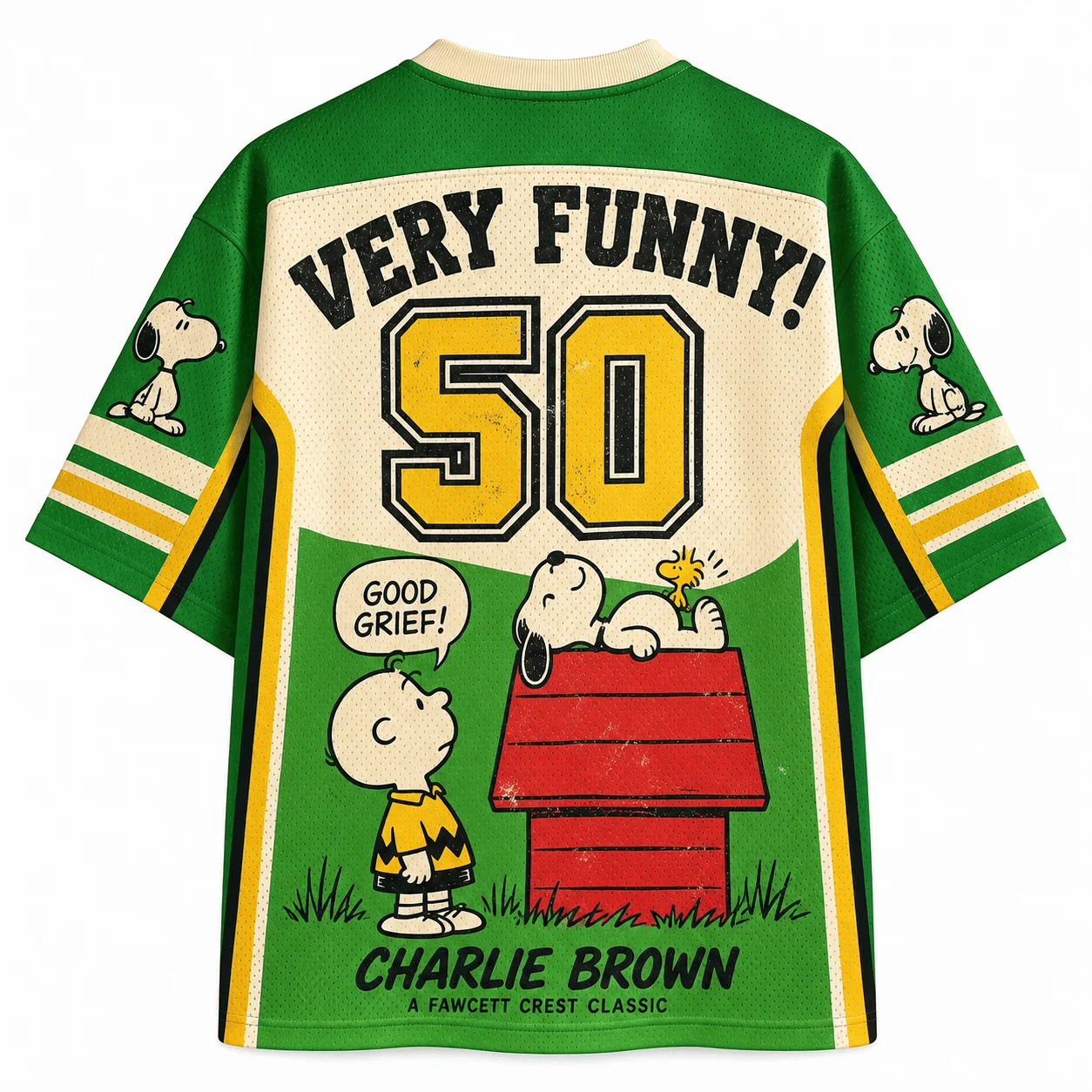 Peanut Comics Charlie Brown Retro Comic Cover Theme Mesh V-neck Shirt Unisex American Retro Comic Illustration