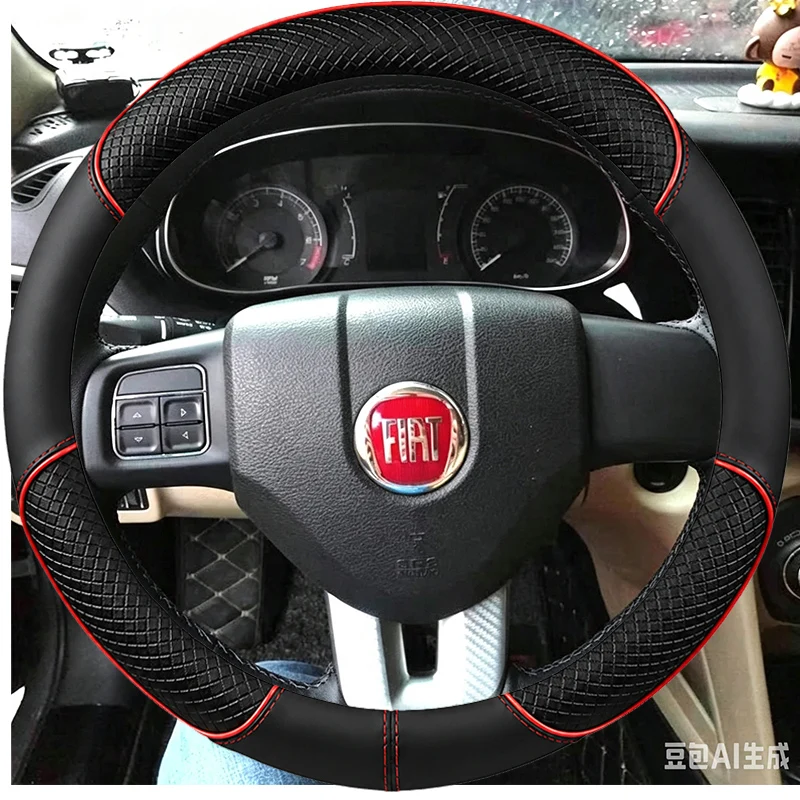 Hand-stitched Red Sports Style Soft Suede Leather Car Steering Wheel Cover for Fiat Freemont Viaggio Ottimo Car Accessories