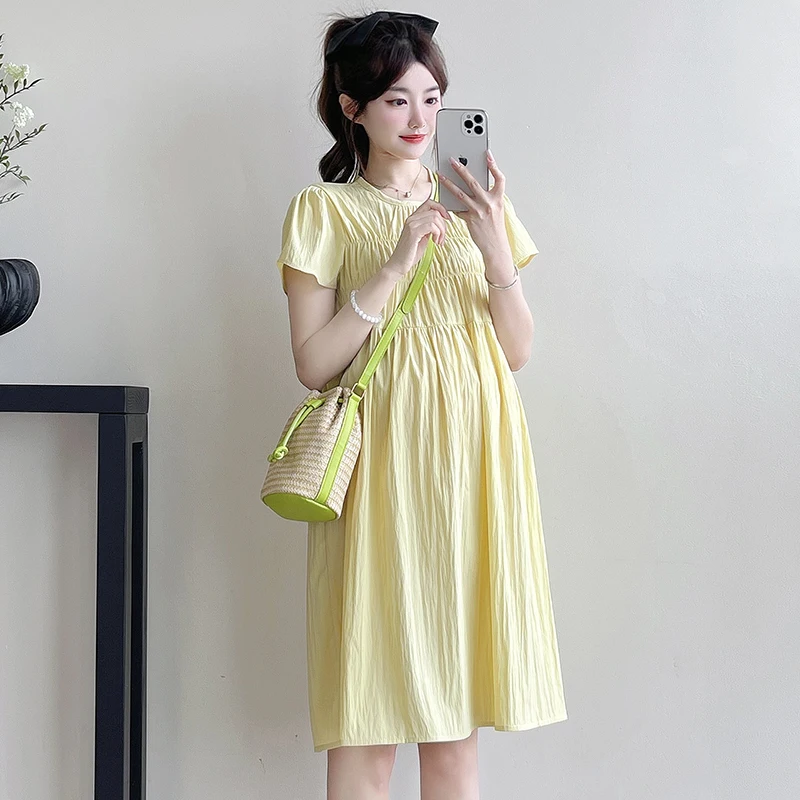 2025 新しい夏のマタニティドレスミニマリストシックなルーズフィット痩身妊娠服ファッショナブルなママ Y2K 若者妊婦