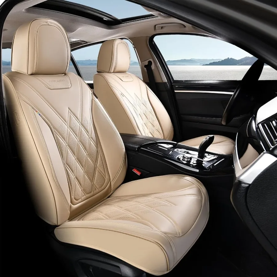 

Универсальные чехлы на передние автомобильные сиденья для большинства автомобилей, водонепроницаемые кожаные защитные чехлы для автомобильных сидений с амортизацией, прочный Bei