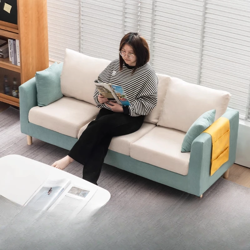 Sofa small apartment, simple fabric small sofa rental room, double living room sofa