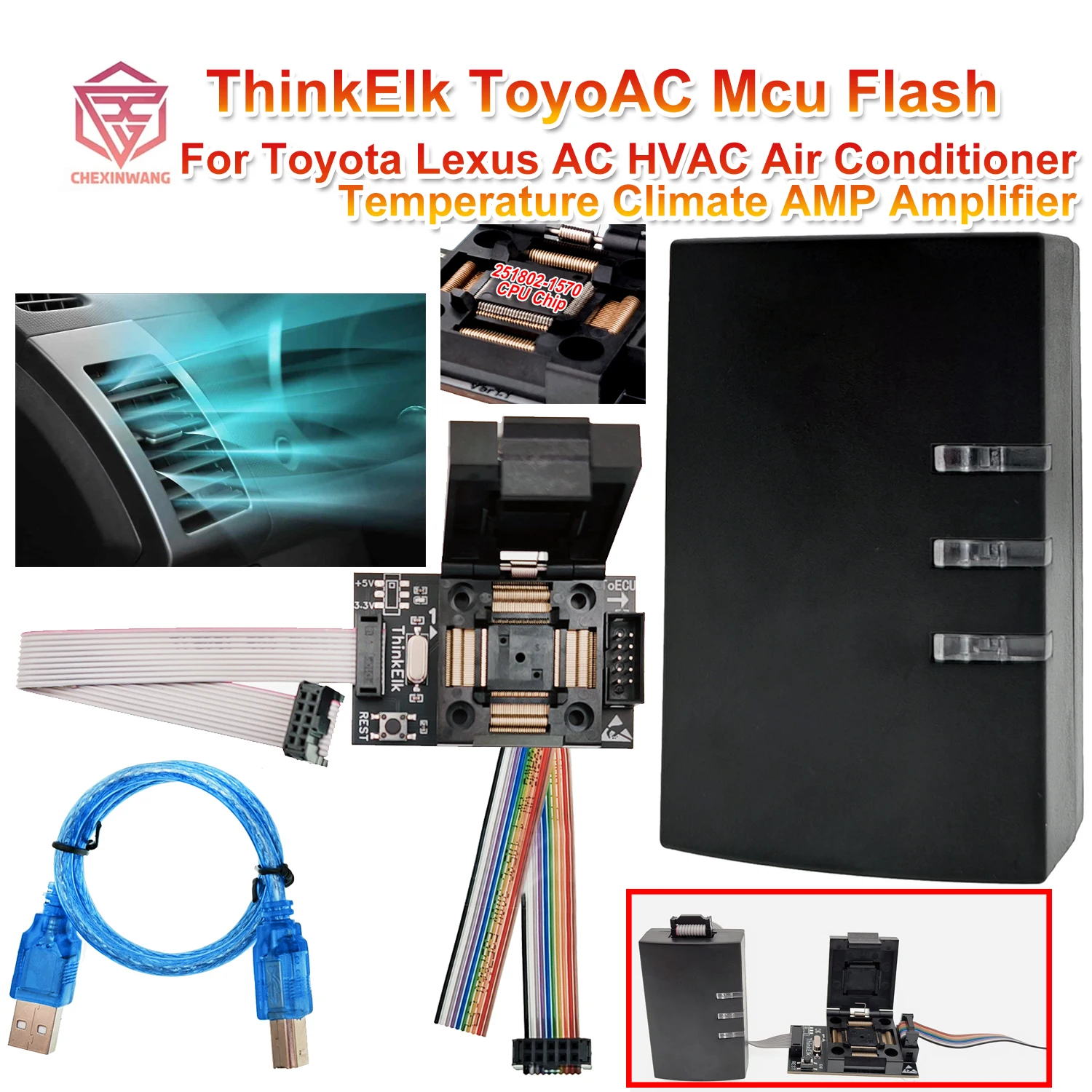 ThinkElk ToyoAC Mcu Flash 251802-1570 ECU Programmer For Toyota Lexus AC HVAC Servo Amplifier Driver Amplifier AMP Module