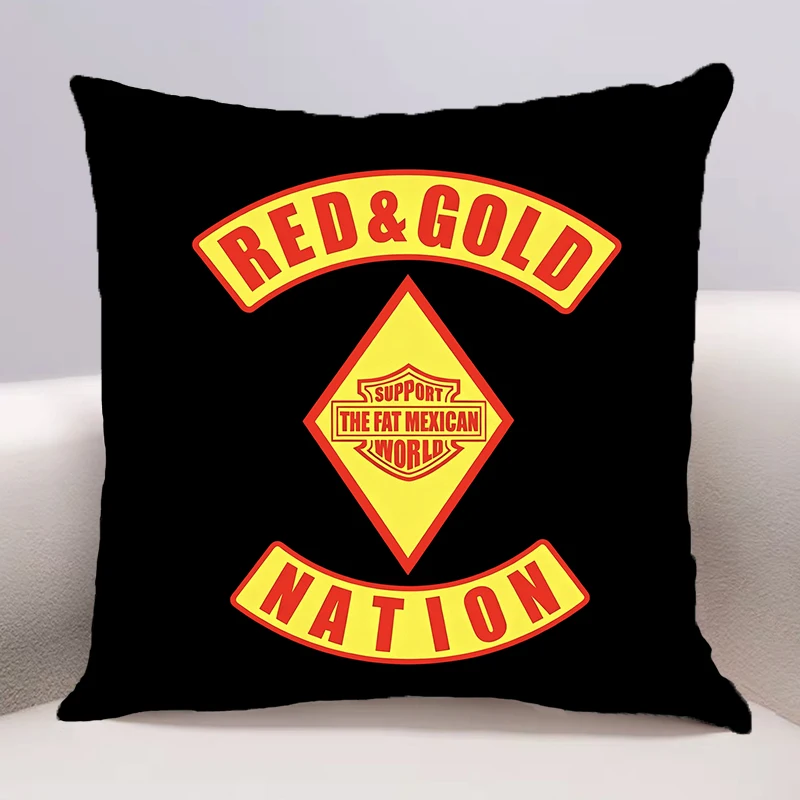Red and Gold Nation Bandidos Cushion Cover for Sofa Pillow Case Cover Seat Car Throw Pillowcase 45X45cm For Home Decorative 136