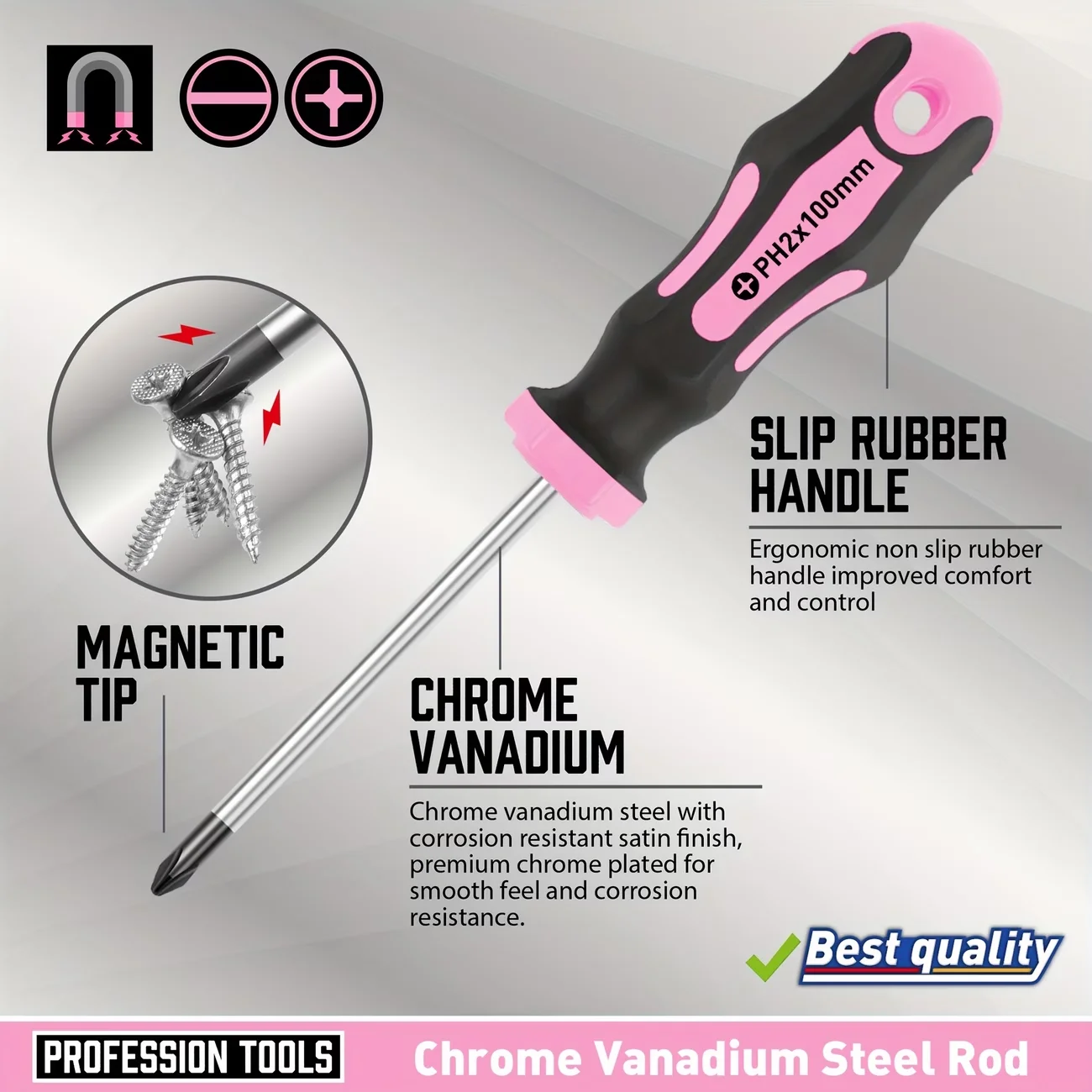 A 12pcs Set of Magnetic Screwdrivers, Including 5 Phillips And 5 Flathead Screwdrivers with Professional Cushioned Handles
