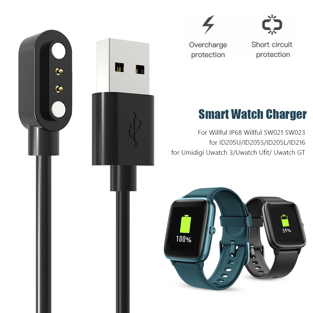 Smartwatch Dock Charger Magnetic USB Charger for Willful IP68/SW021/SW025/SW01/SW023/ID205U/Umidigi Uwatch 3