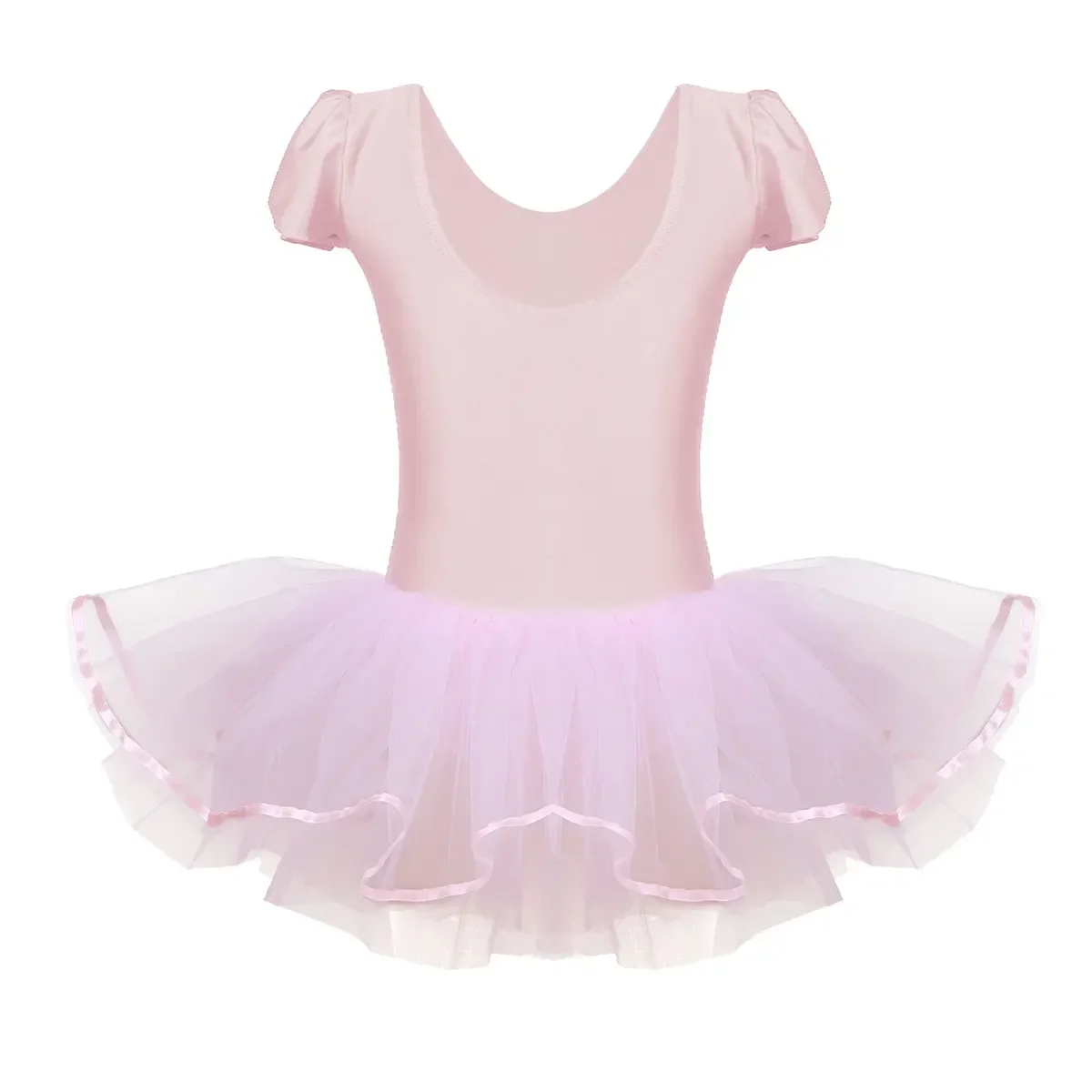 TiaoBug Kids Girls Ruffle Cap Sleeve Ballet Tutu Dress Sequined Ballet Leotards Gymnastics Leotard Children Stage Dance Costume