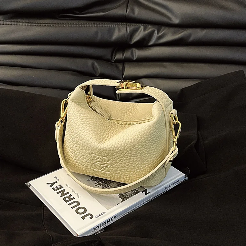 

2026 New Textured Leather Puffy Lock Tote Bag Multiway Crossbody Shoulder Top Handle Casual Travel Purse for Women