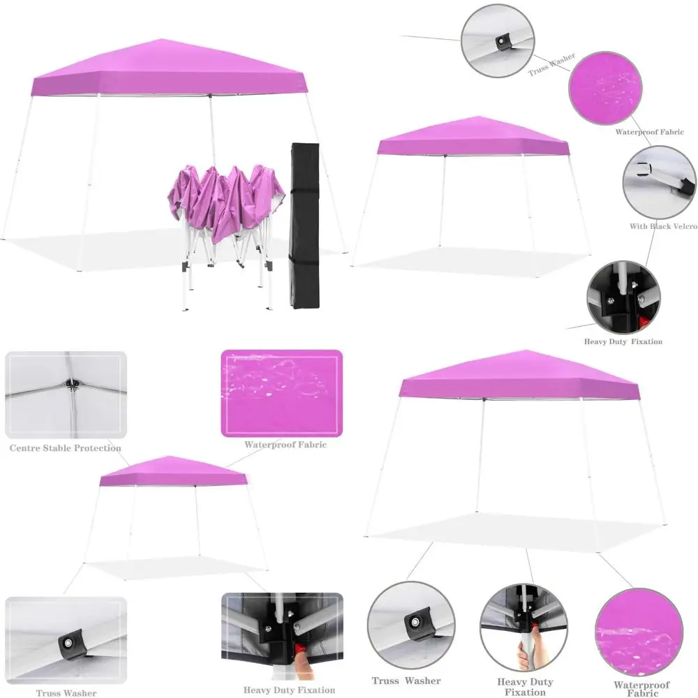 

Portable Instant Folding Gazebos 8x10 Ft Outdoor Canopy Tent, Pink, with Carrying Bag, Ideal for Patio Shelter and Events