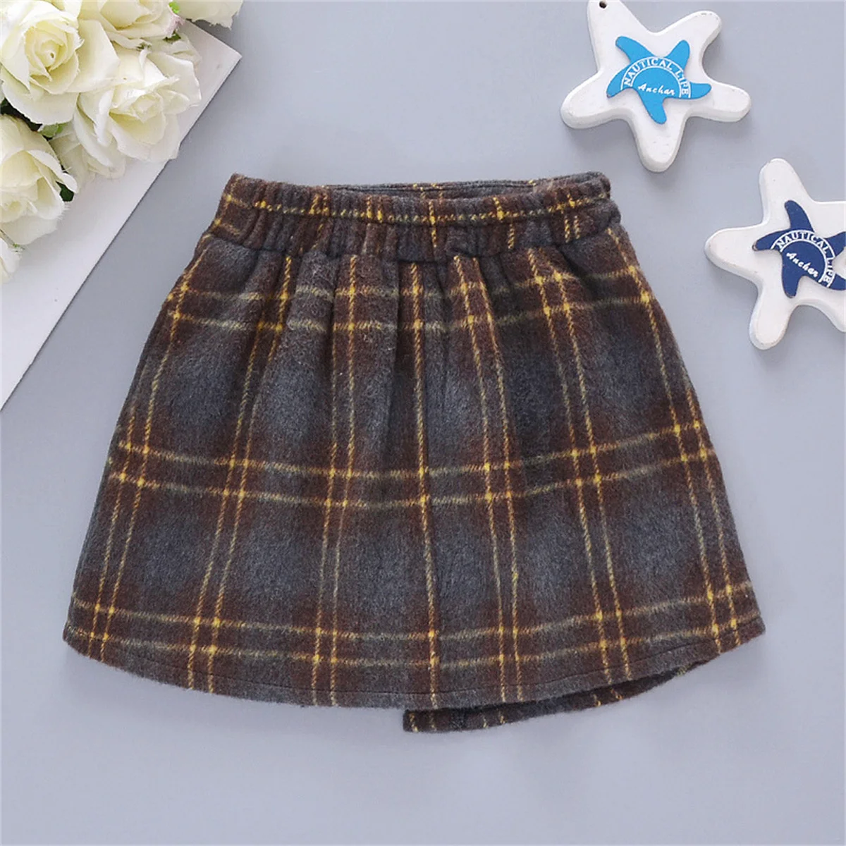 Summer New Female Baby Skirt Plaid Pattern Tight Buttons Irregular Patchwork Simple Temperament Skirt