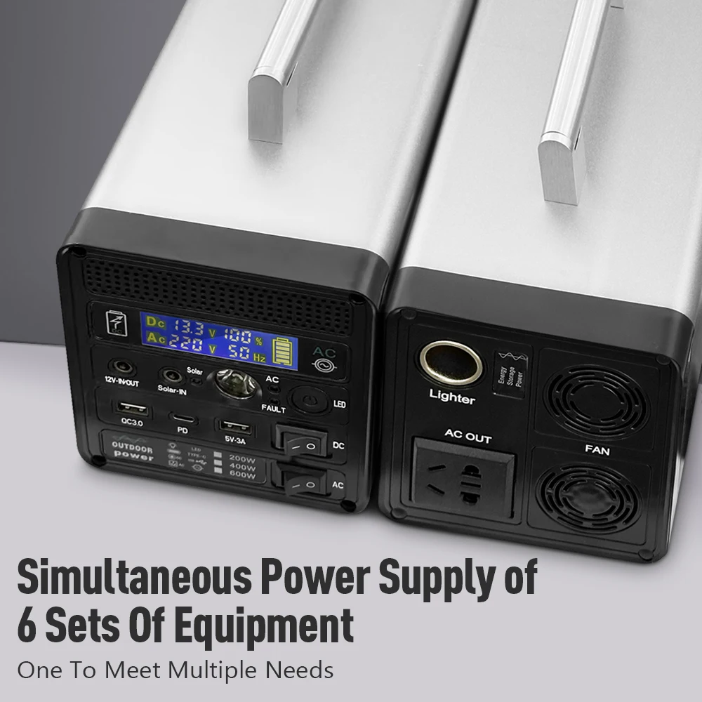 400W 96000MAh Generator Surya Portabel 200W 48000MAh Inverter Gelombang Sinus Pembangkit Listrik LED untuk Rumah Mobil Luar Ruangan Energi 220V