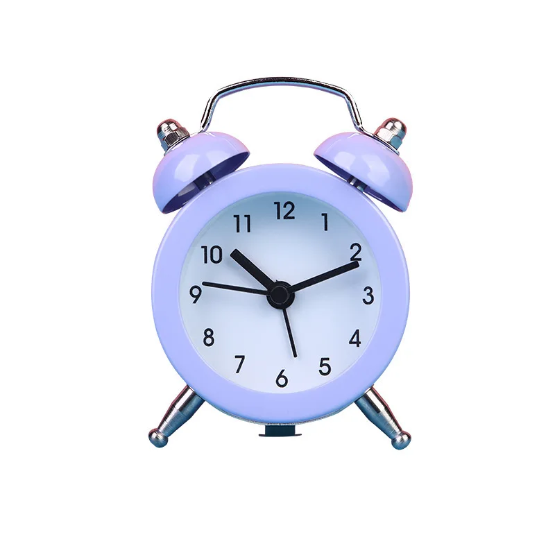 Relógio despertador retro alto para crianças, sinos duplos, metal mecânico, pequeno, cabeceira, mini relógios, desktop, decoração de casa, estudante