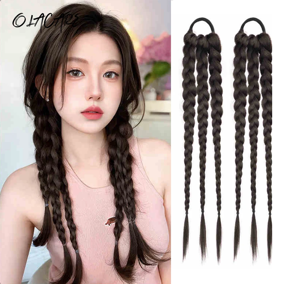 

Synthetic Long Jellyfish Twist Braid Ponytail Extensions With Rubber Band Boxing Braided Hair Extensions For Women Daily Use