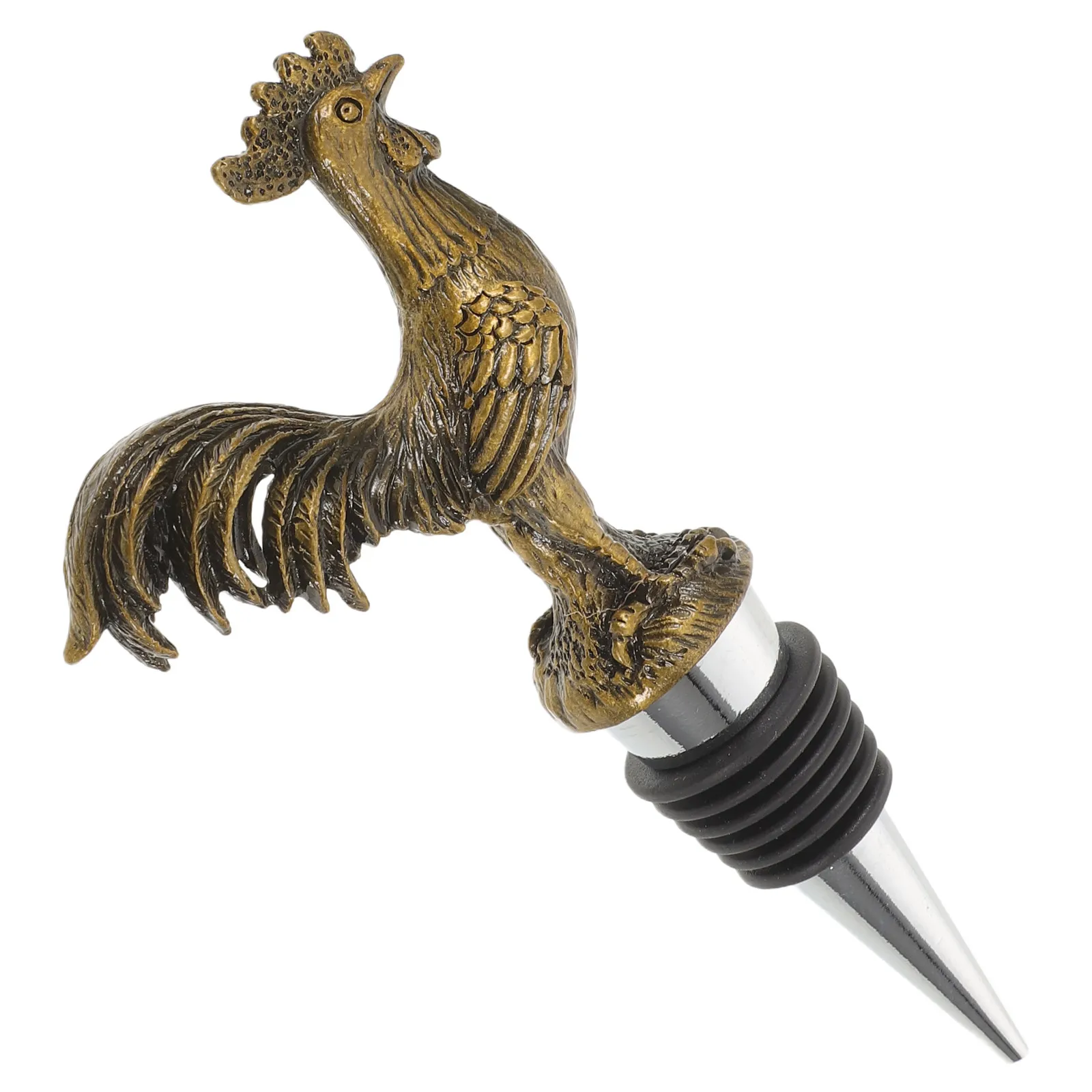 Metal Rooster Wine Bottle Stopper Vintage Reusable Seal Cap Wine Preserver Animal Spout Party Favor Festival Bar Accessories