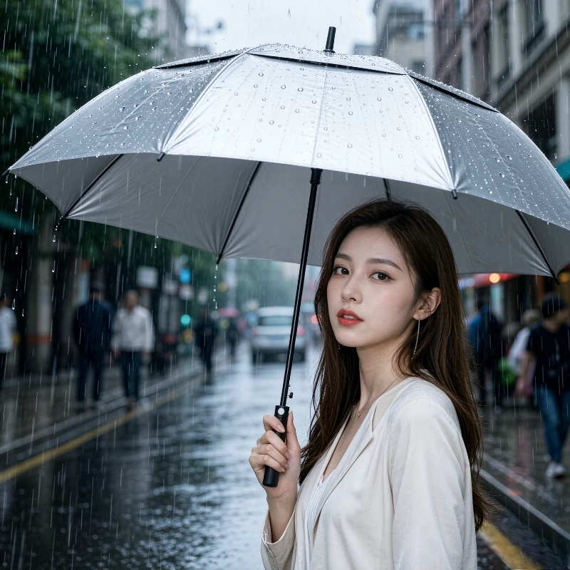 Extra Large Automatic Umbrella Titanium Silver UPF50+ UV Protection Double Layer Windproof Fiber Reinforced Rain Use 장우산