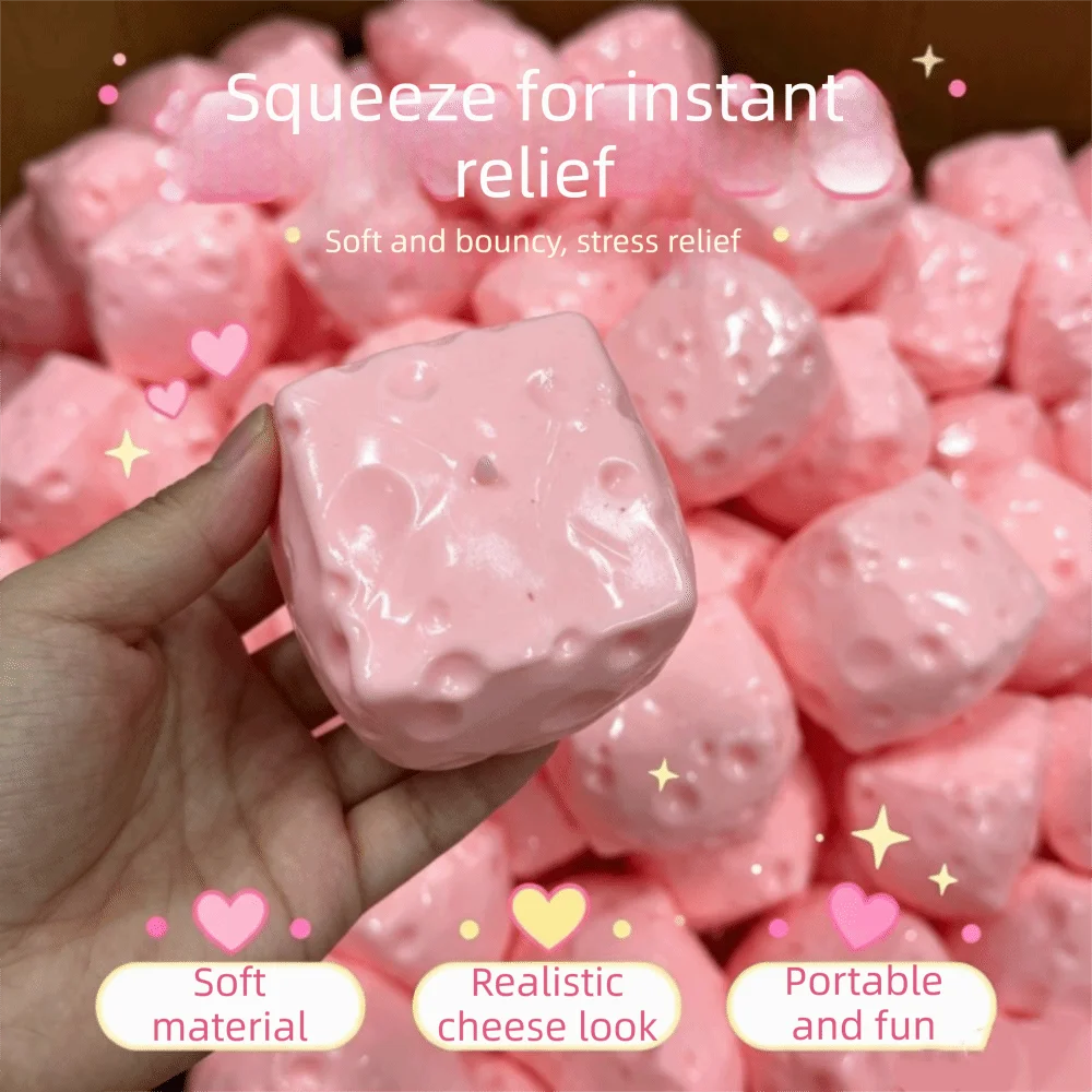 Boys Girls Hand Relax Cheese Squishy Moldable Fidget Crunch Squishy Pinch Non-bounce Handmade Ball Adults
