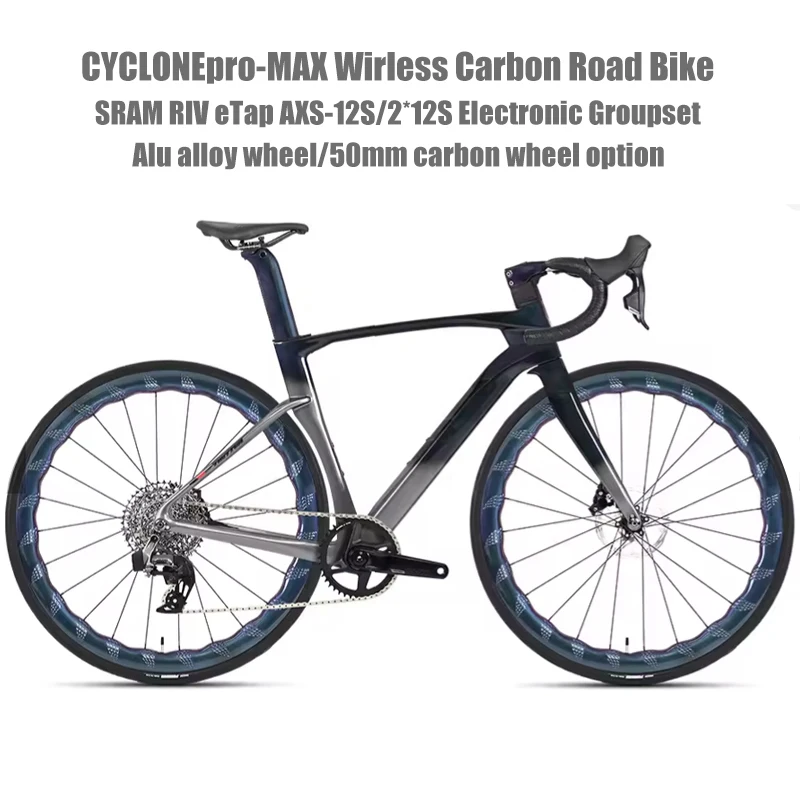 

Twitter Wireless Electronic Carbon Fiber Road Bikes RIVAL eTap AXS 12S/2X12S Shift Gravel Adult Racing Bicycle With Carbon Wheel