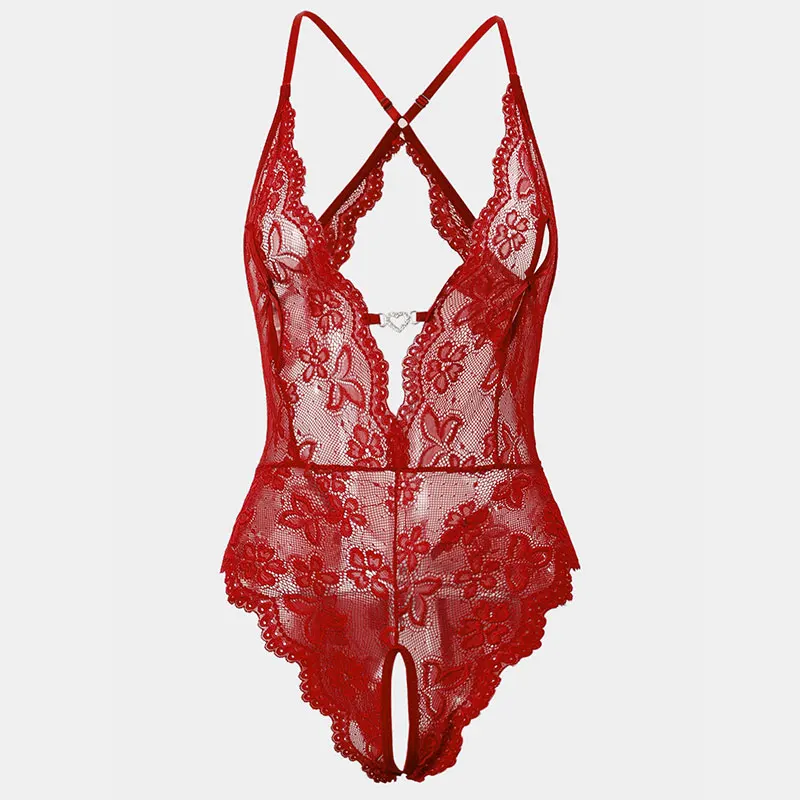 

Sexy Tops Summer Bodysuits Baby Doll Sleeveless Thin Lace Sexy Transparent Lingerie Set Fishnets Backless Slim Club Party Body