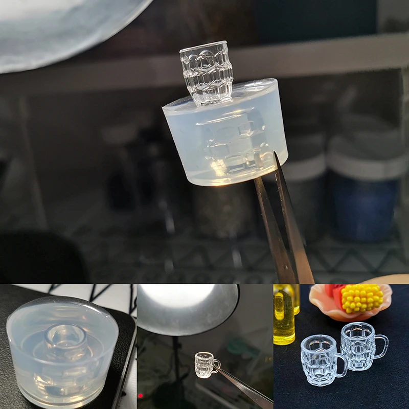 1pc mini molde 1:12 casa de bonecas em miniatura copo água cerveja vidro leite xícara chá diy molde silicone casa boneca acessórios (apenas molde)