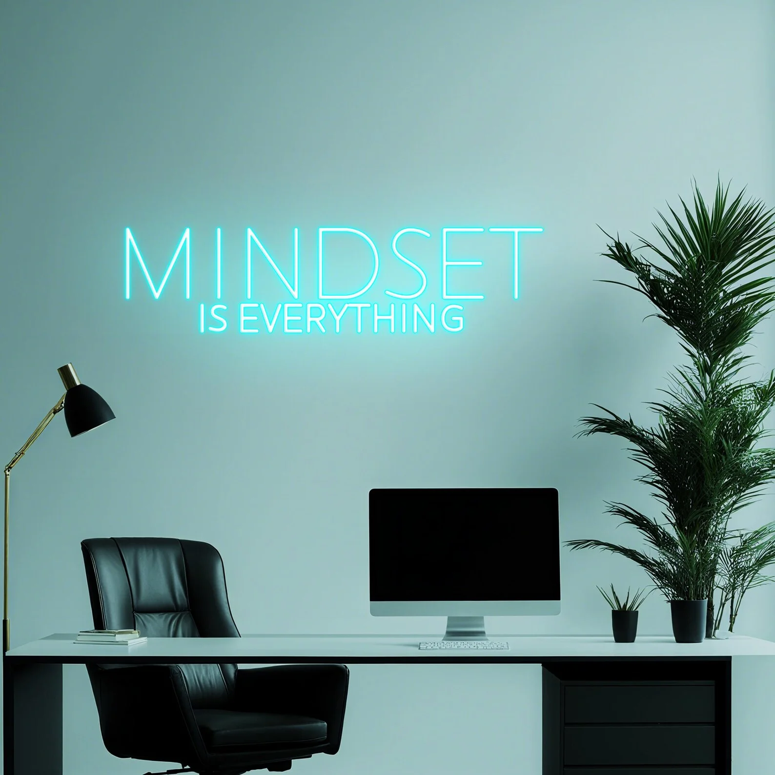 Mindset Is Everything Neon Sign , Motivational LED Wall Light ,Inspirational Quote Wall Decor for Office, Gym Home Decor