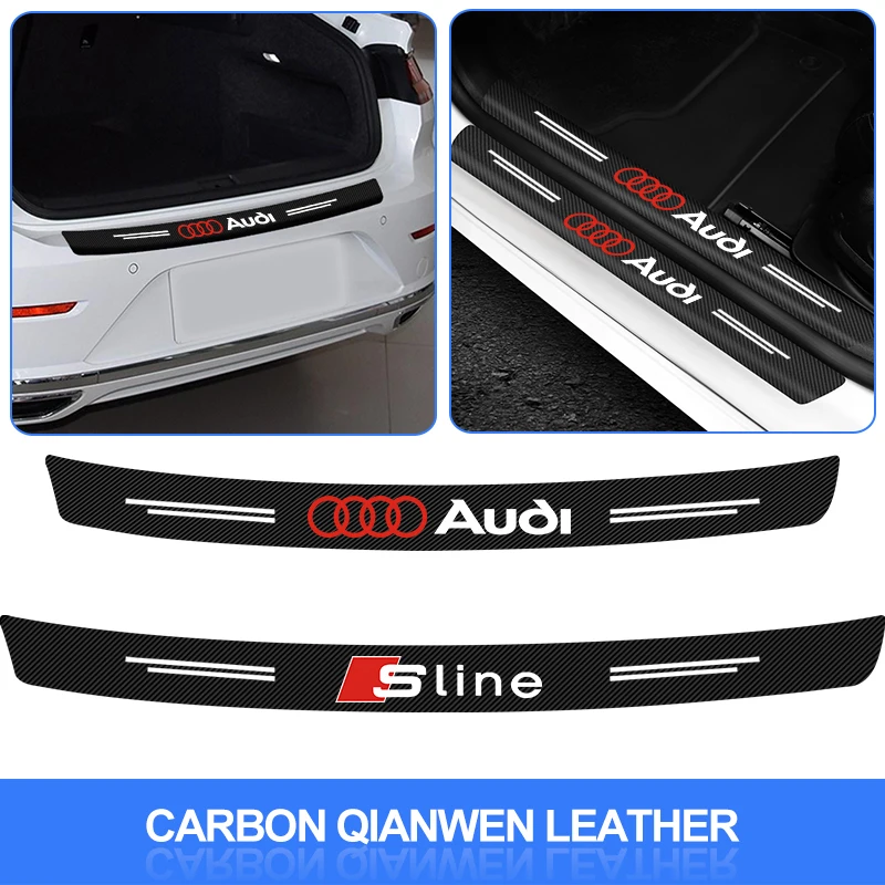 Adesivos Protetores para Para-choque Traseiro e Porta-Malas de Carro para Audi Sline RS C5 C6 C7 A4 B6 B8 B7 A6 A3 A5 Q3 Q5 Q7 8P 8V 8L Acessórios Aut