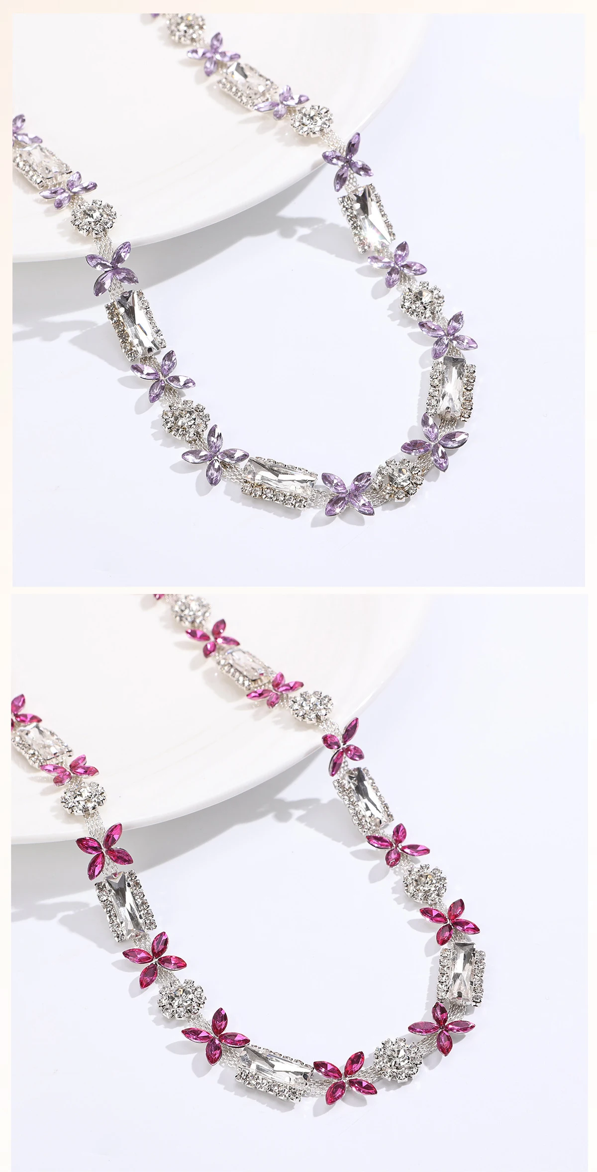 10 Yards Strasskette Kristalldiamant DIY Bastelzubehör Kleidungsaccessoire Glitzer-Strassband Nähzubehör Geschenkdekoration – Detail 5