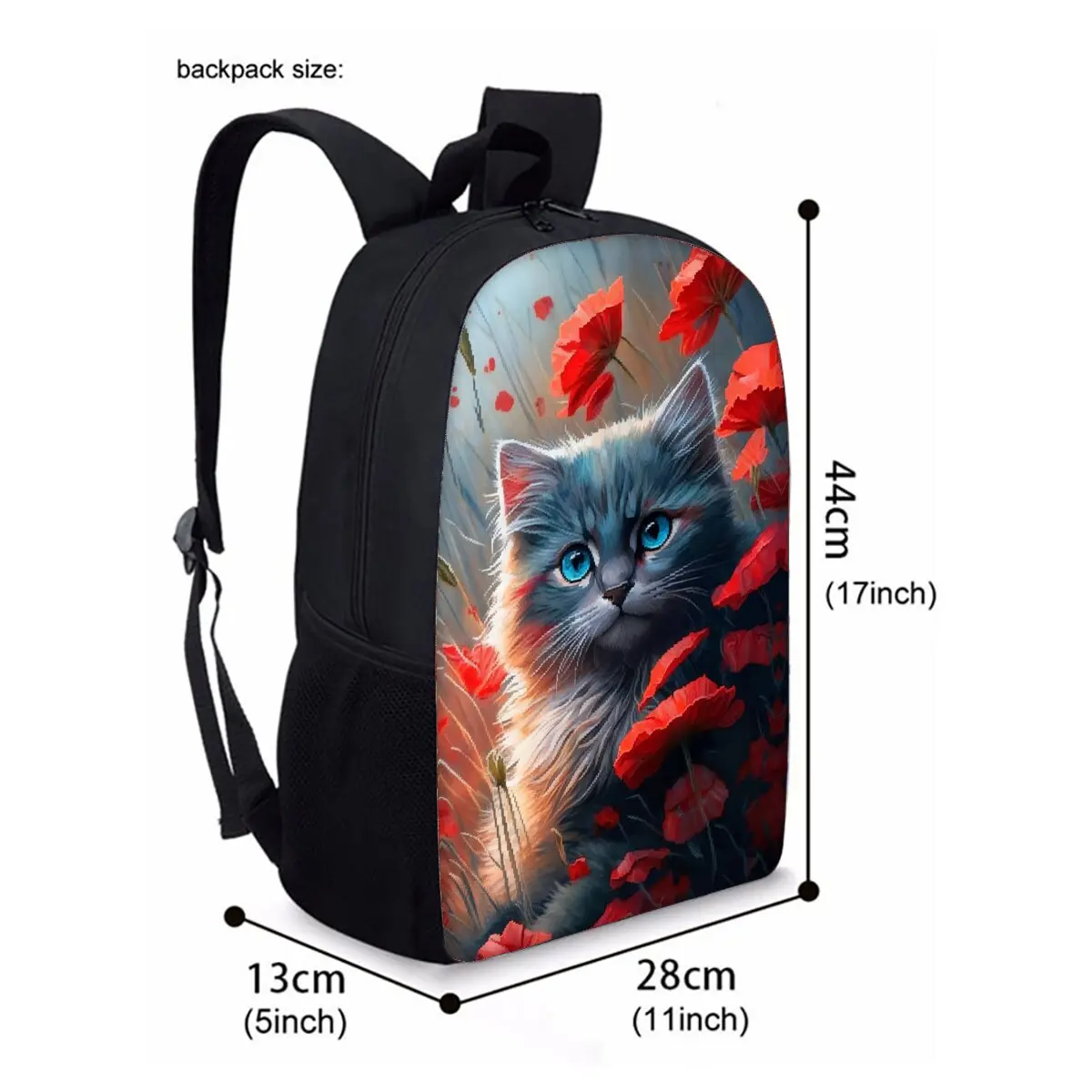 Cute Cat Print Single Layer Backpack for Boy and Girls Best Gifts 2D Flat Cartoon School Bag for Children Bags