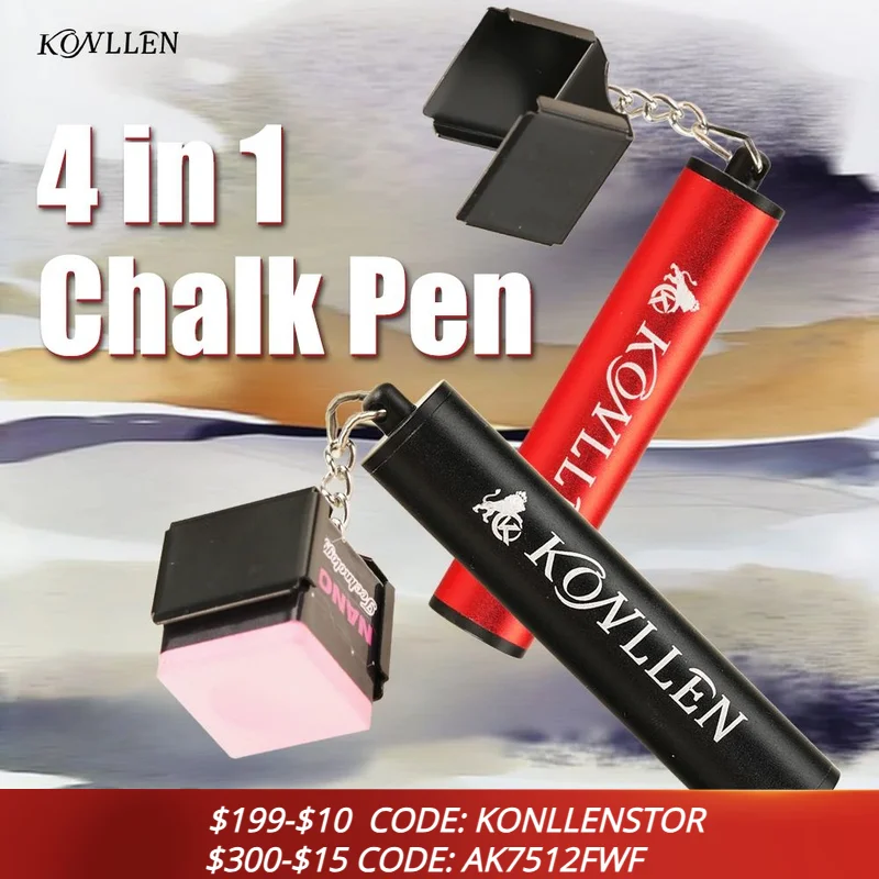 

KONLLEN 4 in 1 Chalk Holder for Billiards Portable Pool Snooker Cue Tip Pricker Non-Slip Tips Storage Billiard Table Accessories