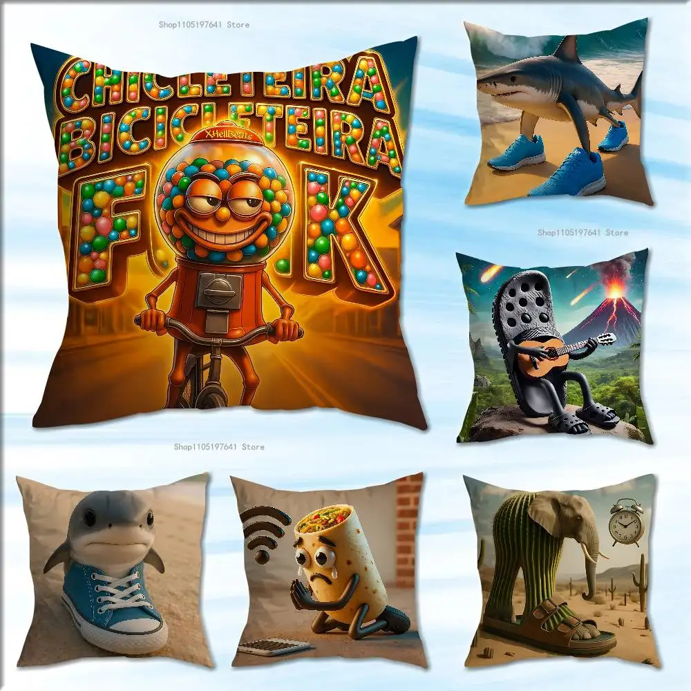 

Brainrot Meme Italian Brain Pillow Case cute cartoon anime peripheralsBedroom Sofa Decorative Cushion Cover Soft Cushion Cover