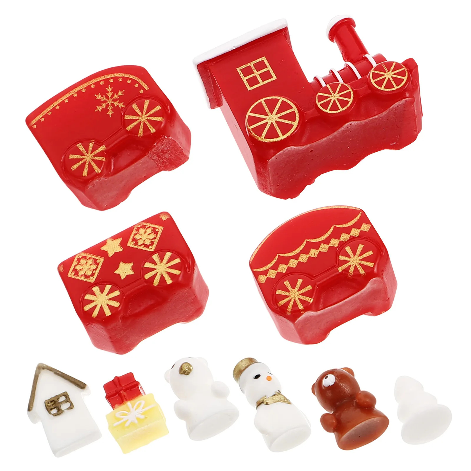 

Набор из 10 миниатюрных деревянных поездов для создания снежного шара, праздничный декор для дома и офиса, украшение для стола, мини-локомотив, зимний декор