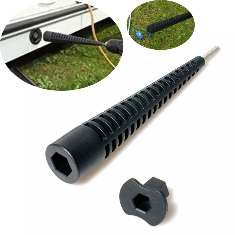 

RV Steady Leg Winder And 13mm Peg Socket Drill Adaptor 2 In 1 - 19mm Caravan Steady Leg Winder And 13mm Peg Socket Drill Adaptor