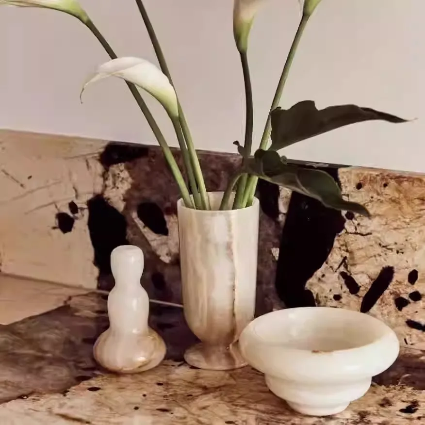 Natural Marble Exquisite Creativity Art Small ornaments Living Room Desktop Advanced Decorations Craftwork Vase Aroma Diffuser