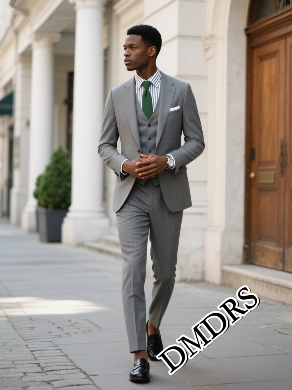 DMDRS Formal Classic Single-Breasted Men's Suit Set For Wedding Elegant Business 3PCS Men's Suit Set (Jacket, Vest, Pants)