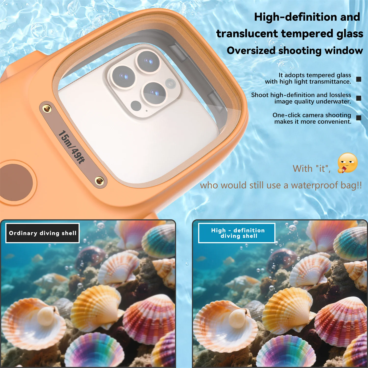 Universal Waterproof Case for Xiaomi 15 Ultra Note 14 Google 9Pro XL iPhone 17 ProMax S25 Ultra Underwater Diving Boxs 15M/49ft - Image 6
