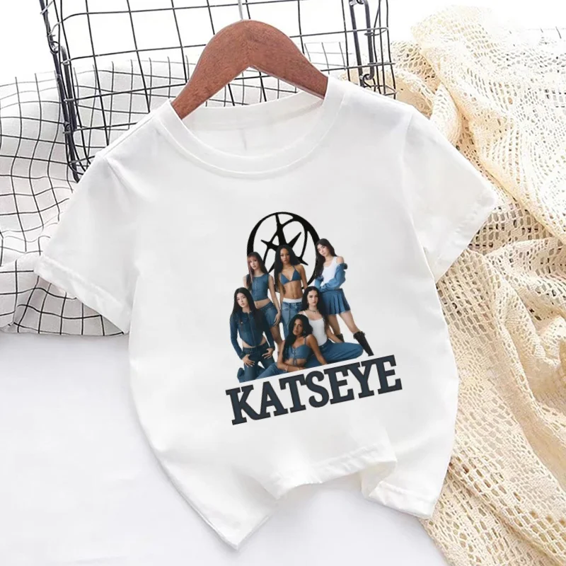 Katseye Print Fashion Kids T shirt Girls New Summer Streetwear Tops Casual Baby Boys Clothes Children Short Sleeve T-shirts