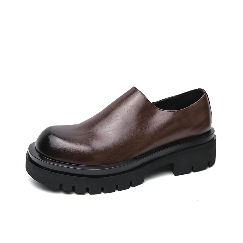 

Motorcycle casual block leather shoes men's new trend men's shoes fashionable low top rubber sole versatile men's shoes