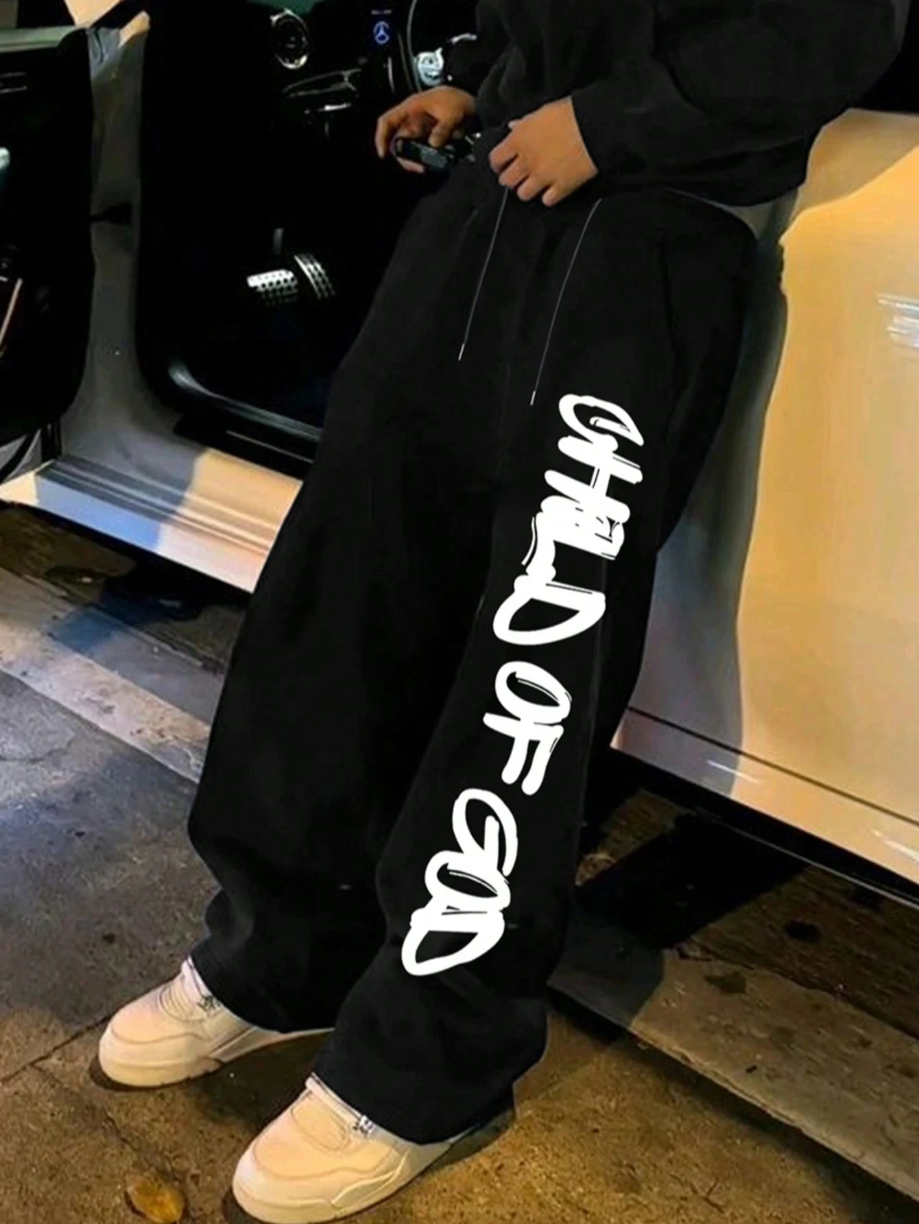 

Child Of God letter print straight-leg sweatpants, loose fit, unisex street casual and comfortable sports trousers