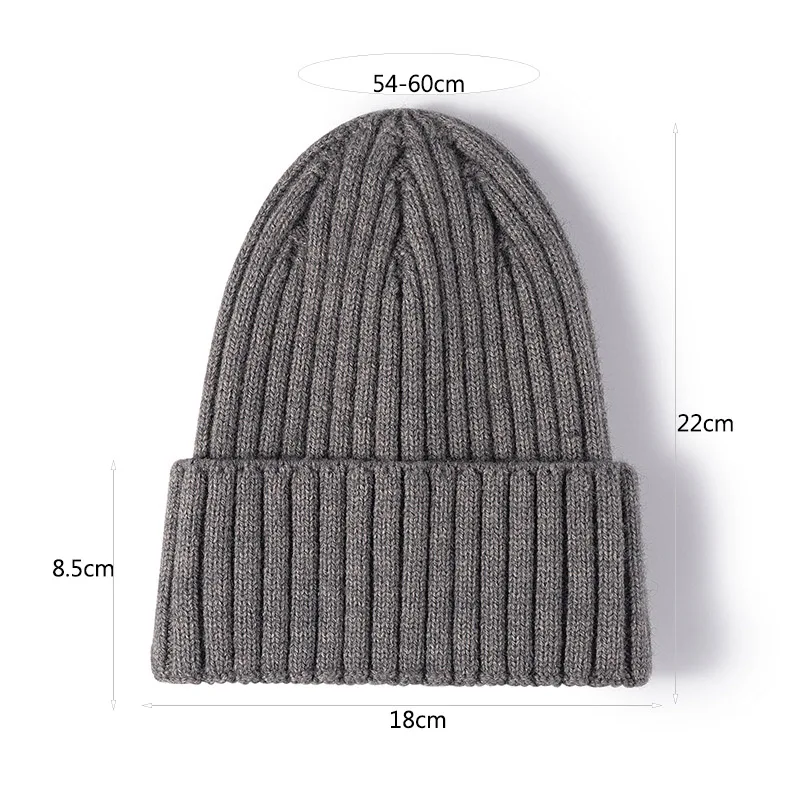 Autumn Casual Cashmere-Like Knitted Hat Women Winter Outdoor Warm Thick Skullcap Fashion Pointed Top Solid Ear Beanie Cap 2022