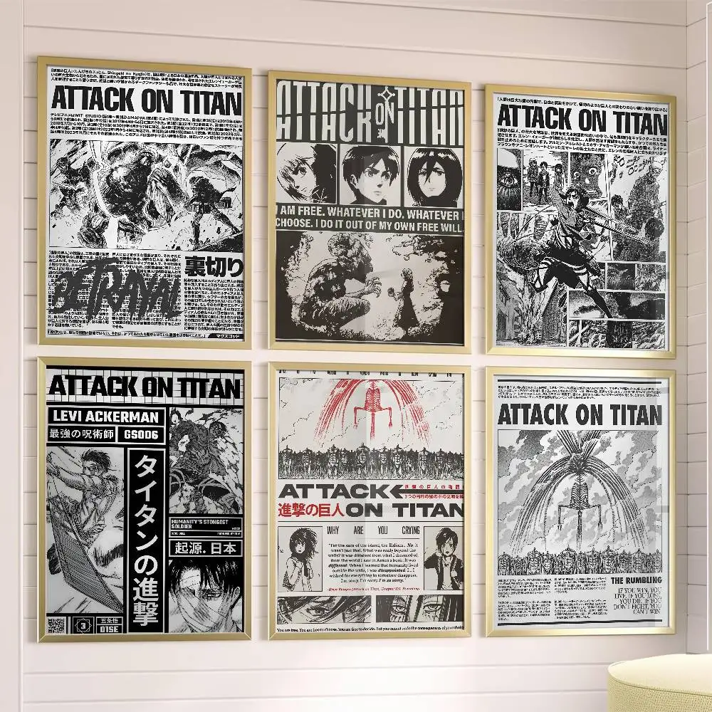 

A-Attack On TitanS Poster Posters,waterproof Paper Stickers,coffee Shops,bar Living Rooms