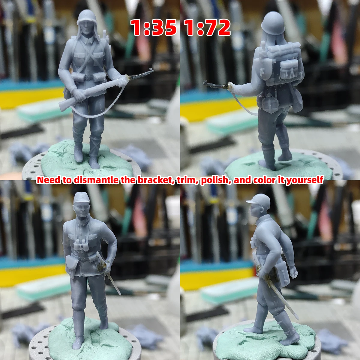 Maßstabsgetreuer Miniaturmodellbausatz, japanische Armeesoldaten, Militär, zum Zusammenbauen, unbemalter Figurenkörper, 5-teiliges Set, 1939–1945, 1/35, 1/48, 1/72 – Detail 2