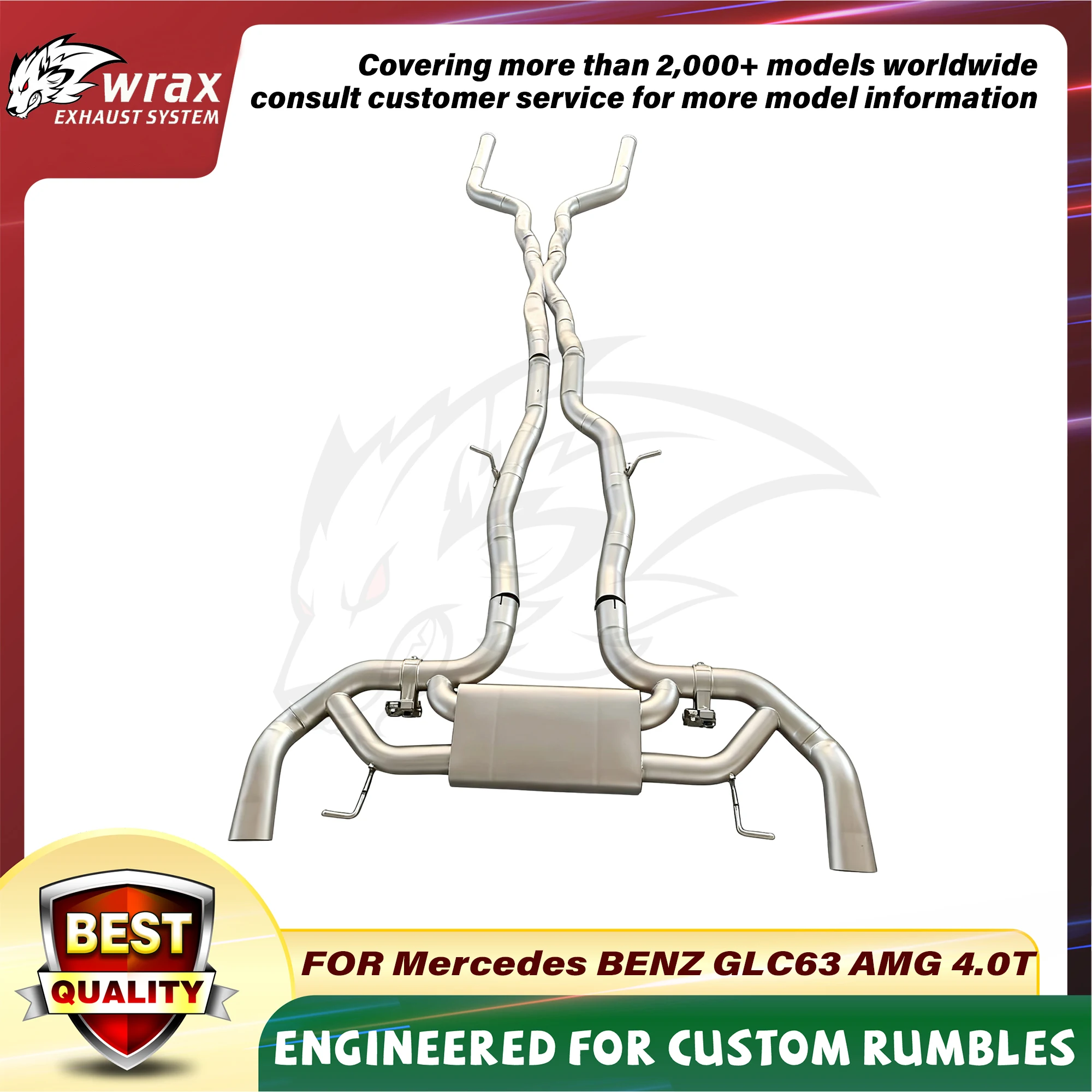 

WRAX Aggressive Sound Sport Exhaust for Mercedes BENZ GLC63 AMG 3.0T Corrosion-Resistant Steel Catback Boost Vehicle Performance