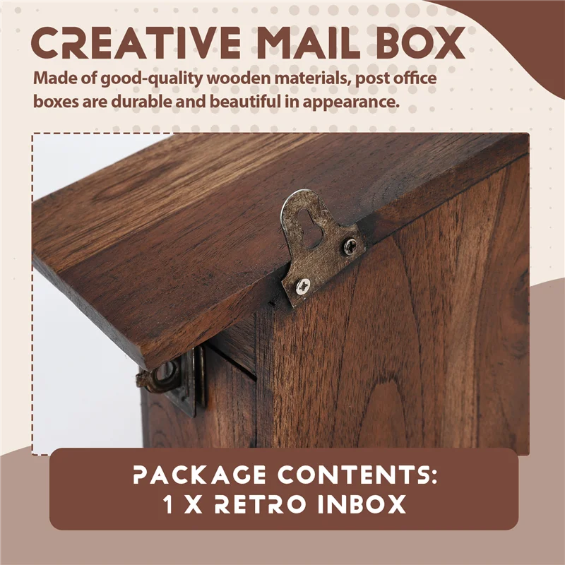 

AT35-Retro Wooden Post Box Exquisite Mailbox Outdoor Rainproof Suggestion Box Creative Letter Box For Home Office Supplies