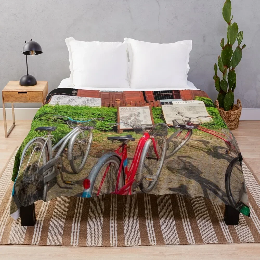 

Bicycles In The Ancient City Throw Blanket Large Plaid on the sofa Fashion Sofas Camping Blankets