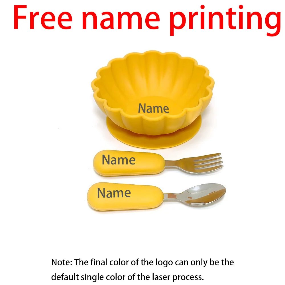 

Free Name Printing 3PCS Silicone Tableware Set (Bowl, Fork, Spoon) Suitable for Boys & Girls Holiday Gift