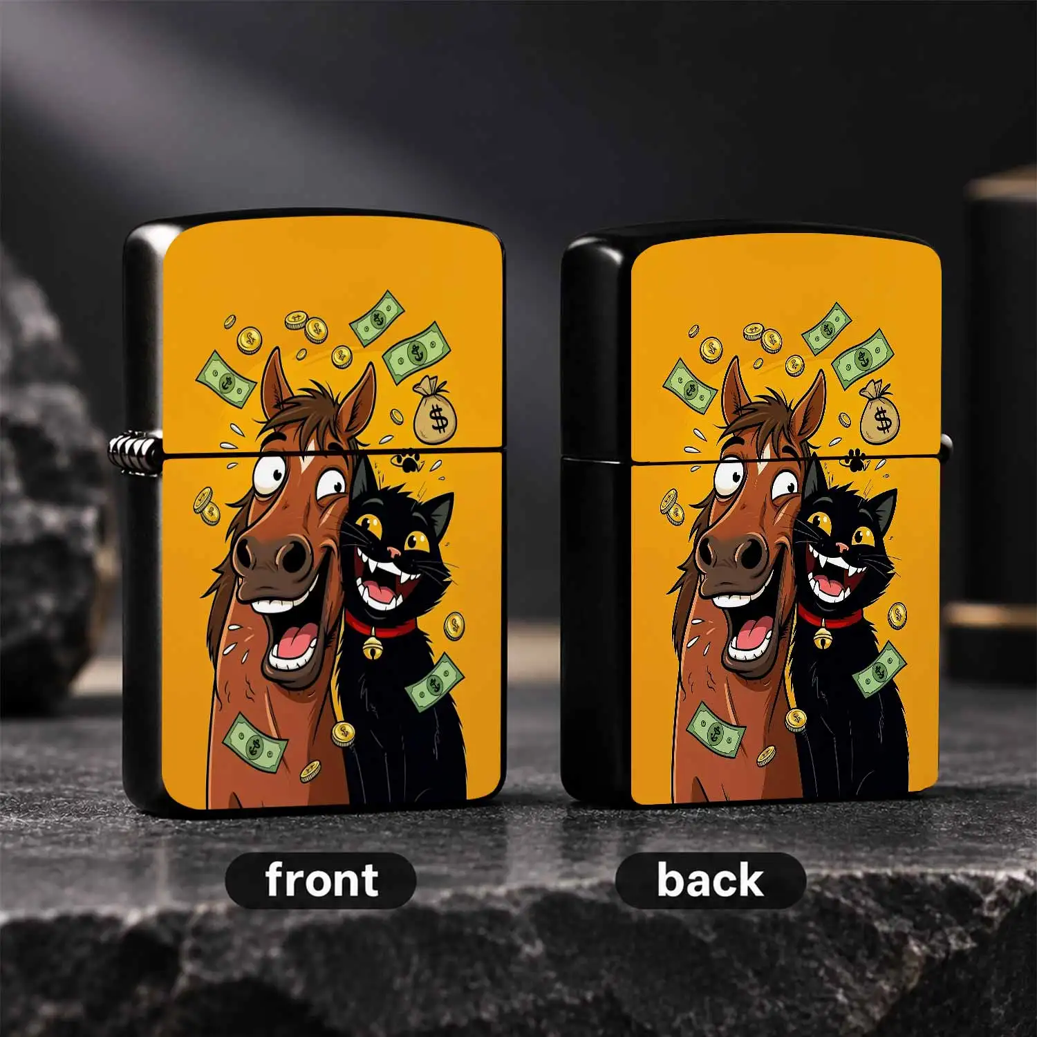 Fun Cartoon Horsethemed Lighter, Creative Wealth Celebration Pattern Portable Igniter, All Scenarios Usable Stylish Accessory, Delicate Vivid Print Design, Lightweight Easy Carry Cute Party Favor, Ideal For Daily Use Gi A Humorous And Inter