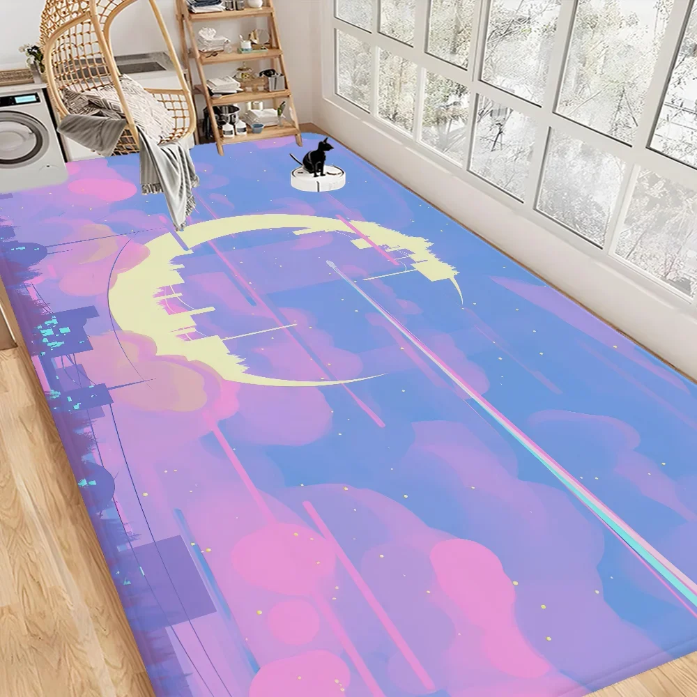 Pink Pastel Anime Moon Bathroom Mat INS Style Soft Bedroom Floor House Laundry Room Mat Anti-skid Welcome Doormat