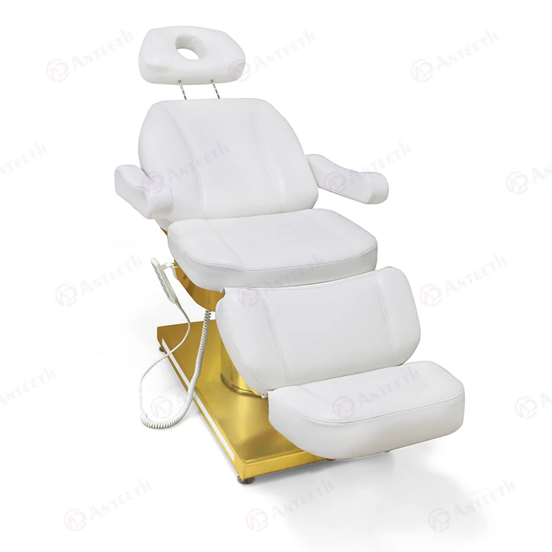 Luxury Facial Electric Massage Beds Gold Base with Light Top Massage Bed  Furniture Leg Support Spa Equipment Massage Bed