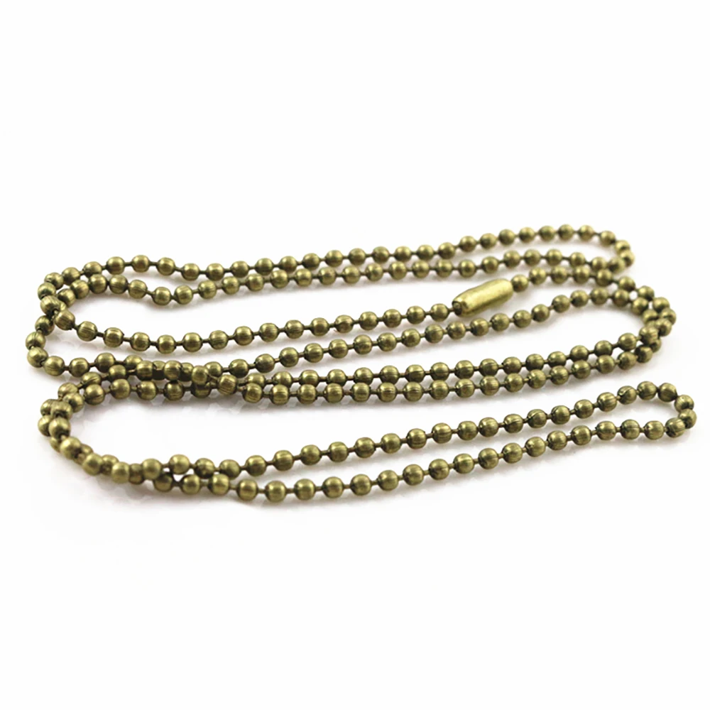 5pcs/lot 3 Size 1.5mm and 2.0mm and 2.4mm Bronze Plated Ball Beads Chain Necklace Bead Connector 65cm(25.5 inch)